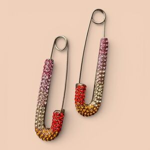 Multicolor Crystal Safety Pin Earrings
